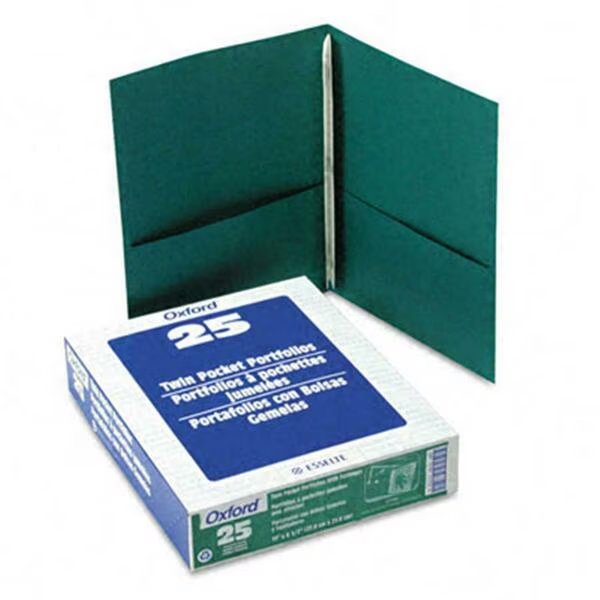 Paper Twin-Pocket Portfolio Tang Clip Letter 1/2 Capacity Green 25PK, Esselte Pendaflex, Mfr#: 57756